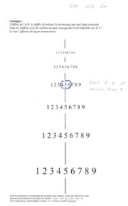 Mehrere Zahlenreihen von 1 – 9, die nach oben hin immer kleiner werden.