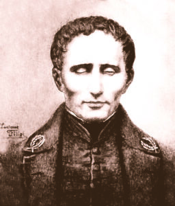 Photographie en noir et blanc de Louis Braille. 